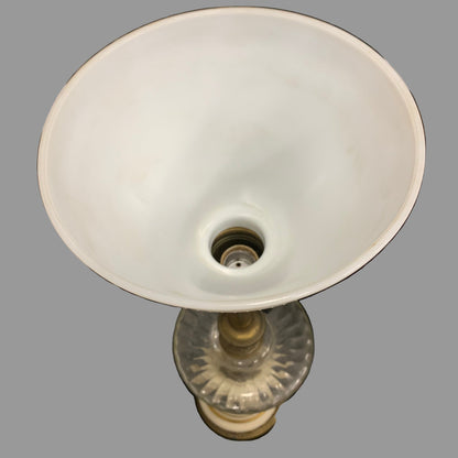 Vintage Torchiere Enamel and Brass Tall Table Lamp