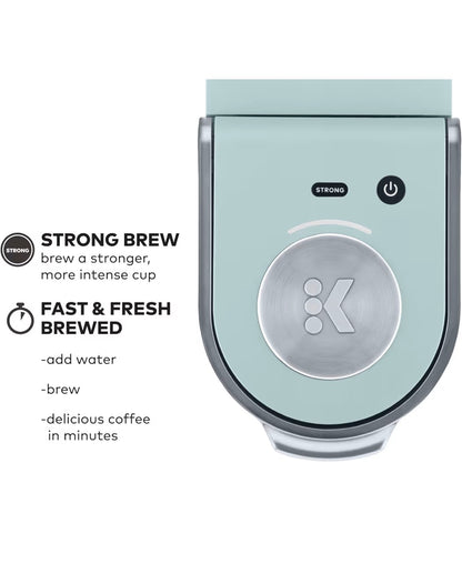 Keurig K-Mini Plus Single Serve K-Cup Pod Coffee Maker, with 6 to 12 oz Brew Size, Stores Up to 9 K-Cup Pods, Travel Mug Friendly (Misty Green) (New in Box)