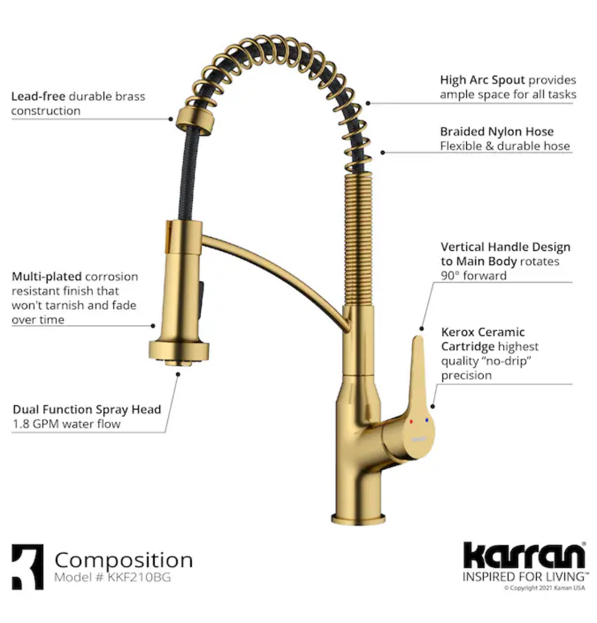Karran inspired for Living Brushed Gold Faucet
