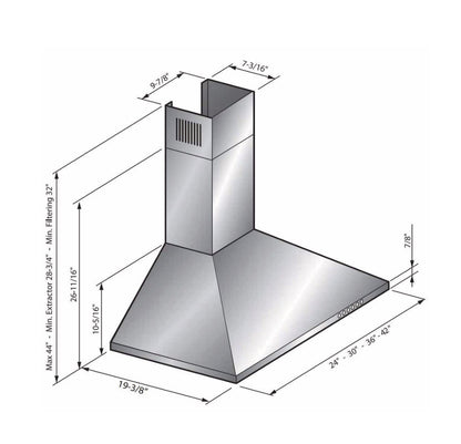 Wall Mount Chimney Range Hood Stainless Steel 36 Inch (New in Box)