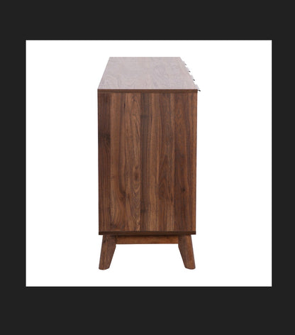Flash Furniture 60 Inch Buffet Cabinet with 4 Soft Close Doors and Adjustable Shelves (Dark Walnut) (New in Box)