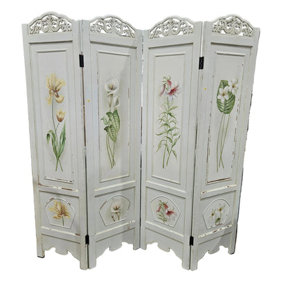 Hand Painted Folding Wood Room Divider Screen