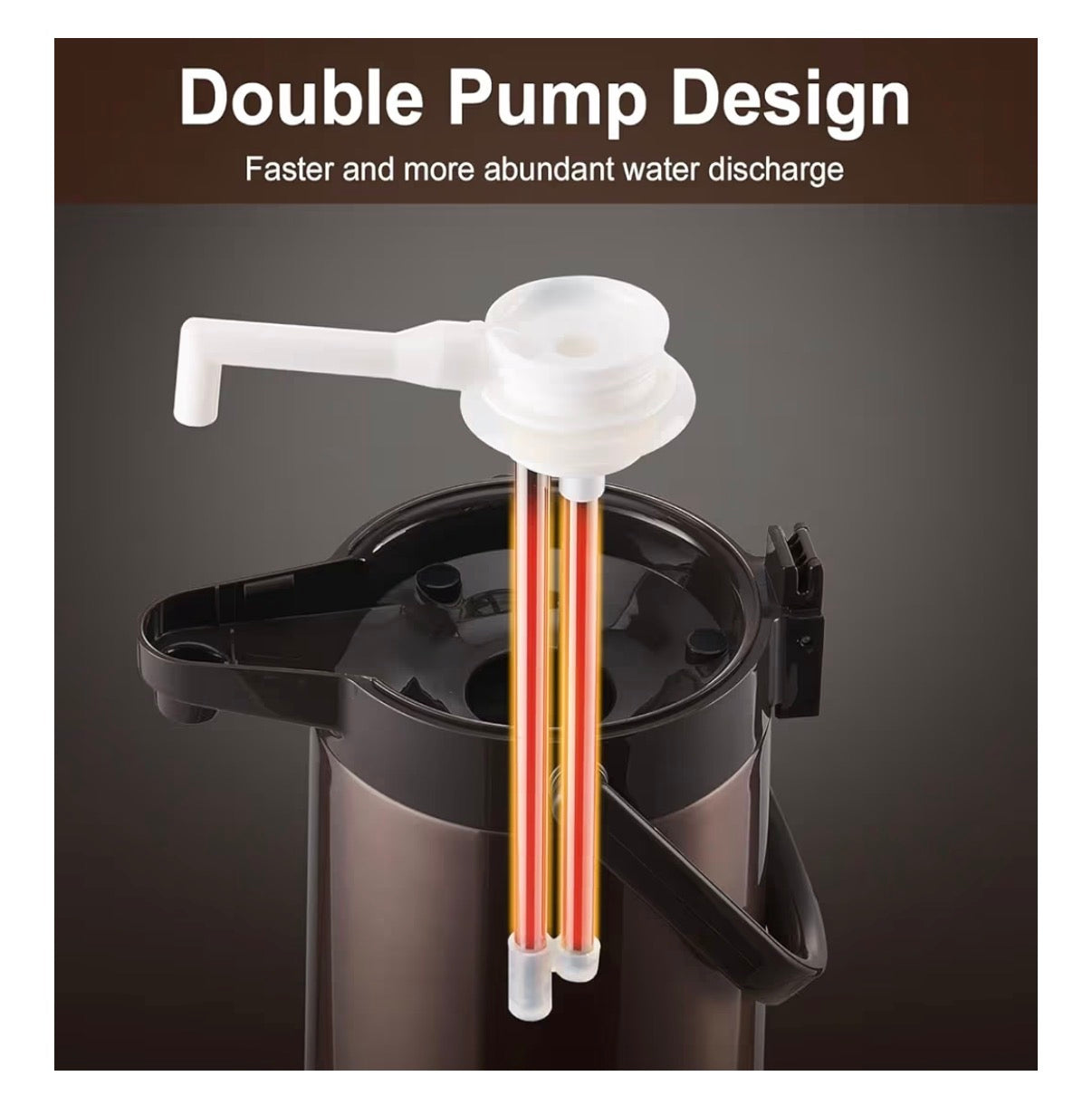 Paracity Airpot Coffee Carafe with Double Pump Stainless Steel Drink Dispencer for Hot/Cold Beverages