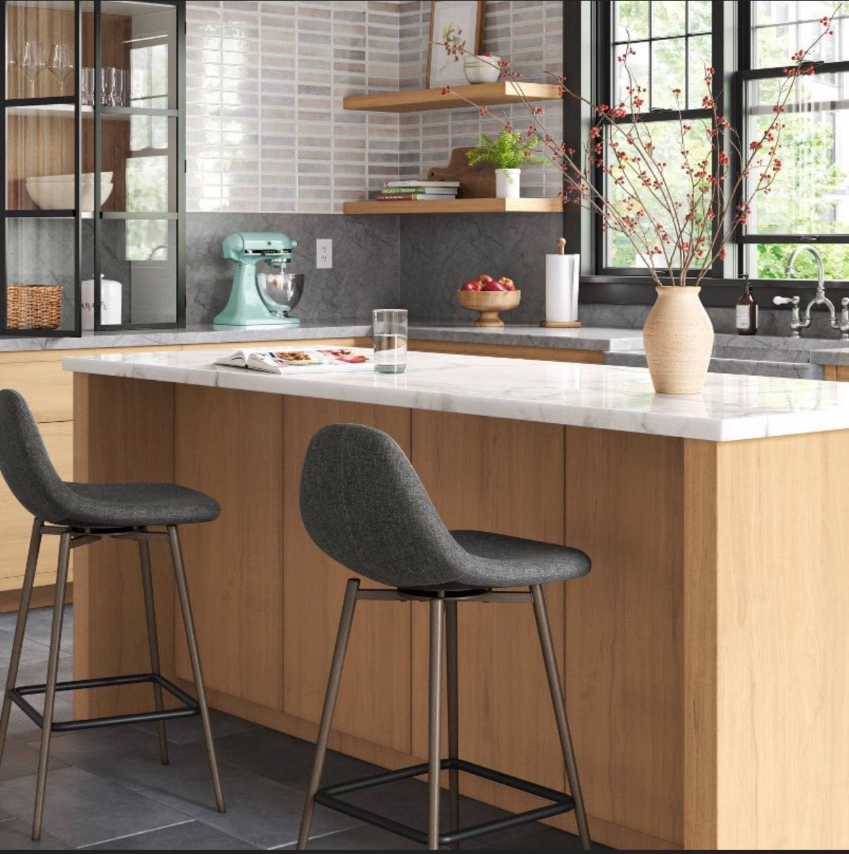 24.5 Inch Copley Counter Height Barstool with Footrest (Dark Gray) (New in Box)