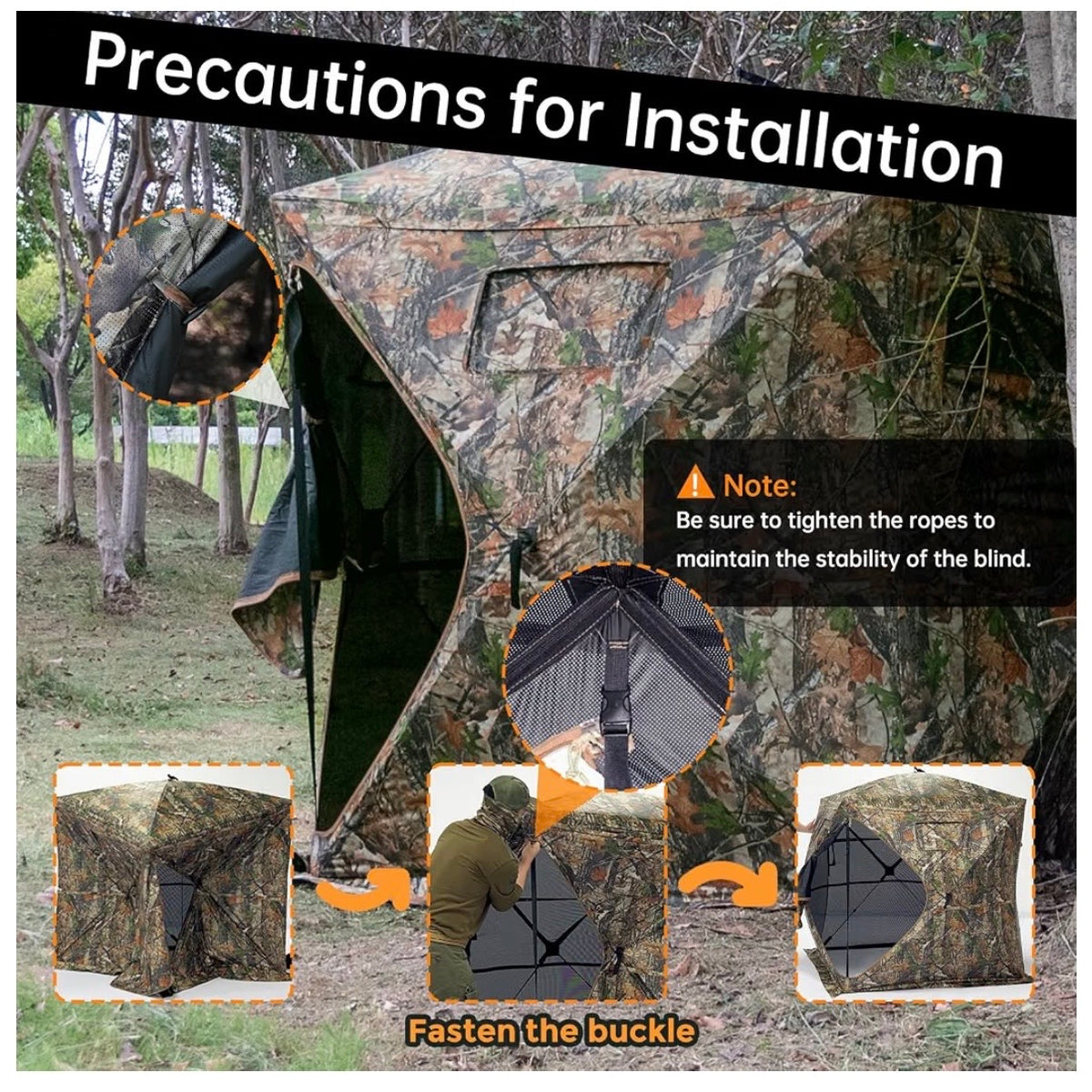 360/270 Degree See Through Hunting Blind, Pop Up Ground Blind 2-3 Person Hunting Blind for Hunting Deer and Turkey, with Diamond Shaped Door, Mud Flap and Portable Carry Bag (New in Box)