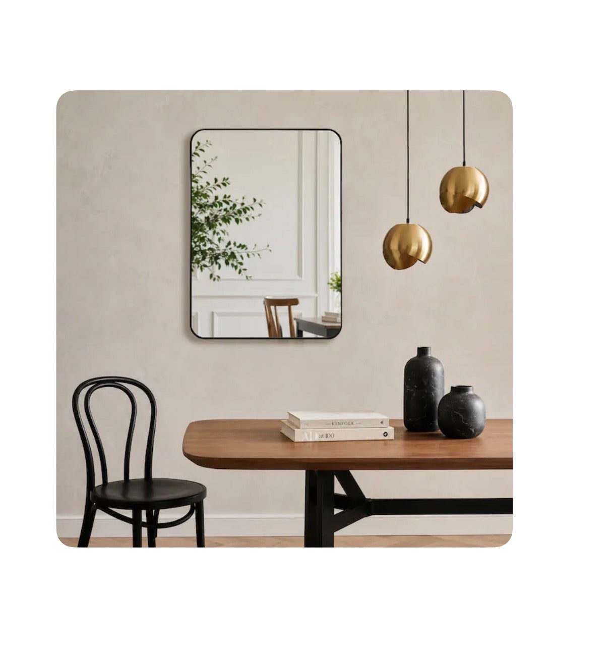 Home Accent 22 Inch Width X 30 inch Height Rectangle Black Framed Wall Mirror (New in Box)
