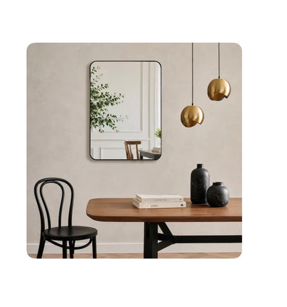 Home Accent 22 Inch Width X 30 inch Height Rectangle Black Framed Wall Mirror (New in Box)