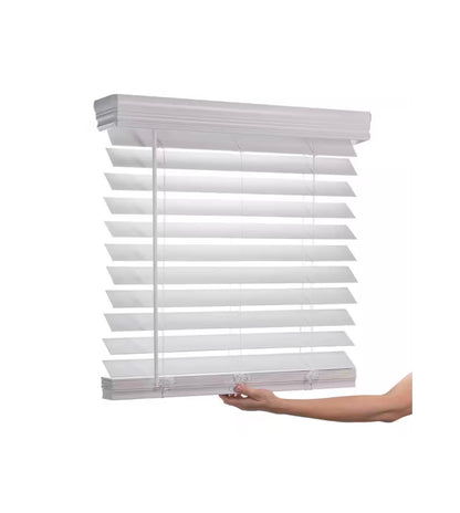 Cordless Premium Faux Wood Blinds with 2.5 Inch Slats 35 Inch Width X 72 Inch Length with Actual Size 34.5 Inch Width X 72 Inch Length (White) (New in Box)