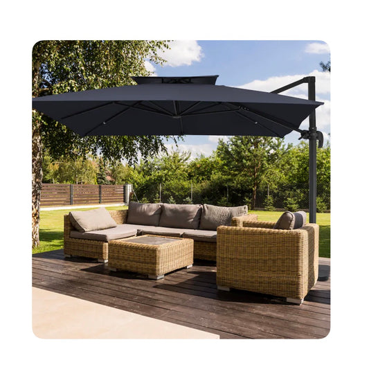 11 Ft. Aluminum Crank Cantilever patio Umbrella with Base (Navy) (New)