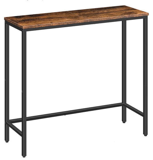 HOOBRO Narrow Console Table 29.5 Inch Small Entryway Table, Thin Sofa Side Display Table, for Hallway, Bedroom, Living Room, foyer, Rustic Brown and Black (New in Box: Needs to be Assembled)