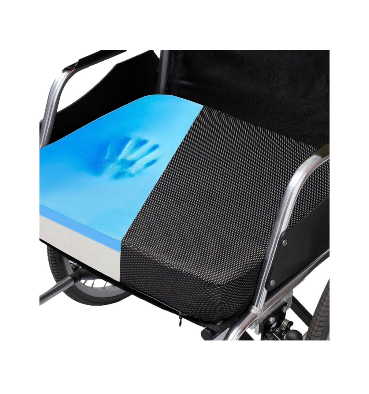 Gel Infused Memory Foam Layer Wheelchair Cushion Polyfoam Base 18 Inch X 16 Inch Seat Cushion for Wheelchair, Office Chair, Kitchen Chair - Pressure Sore and Tailbone Pain Relief (Black) (New in Box)