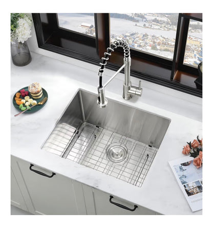 24 Inch Laundry Sink with Faucet Combo 24"X19"X13" Inch Stainless Steel Utility Sink 16 Gauge Laundry Room Sink Single Bowl Deep kitchen Sink Outdoor with Faucet Combo