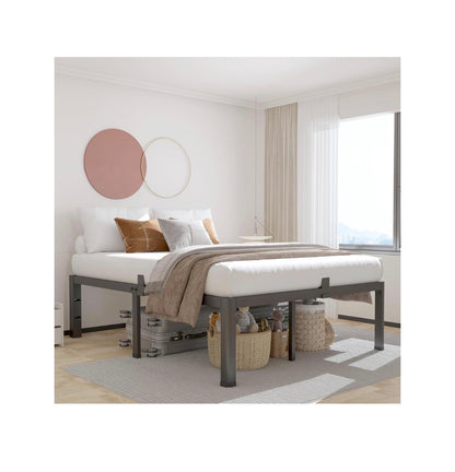 20 Inch Full Bed Frame with Rounded Corner Mattress Baffle Easy Assembly, Noise Free, 3500lbs Load Capacity, No Box Spring Needed, 18.4 Inch Storage Space, Headboard Hole, Heavy duty Steel (New in Box)