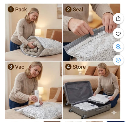 15 Pack Vacuum Storage Bags with Electric Pump, Space Saver Compression Bags for Travel and Moving, Reusable Airtight Sealer