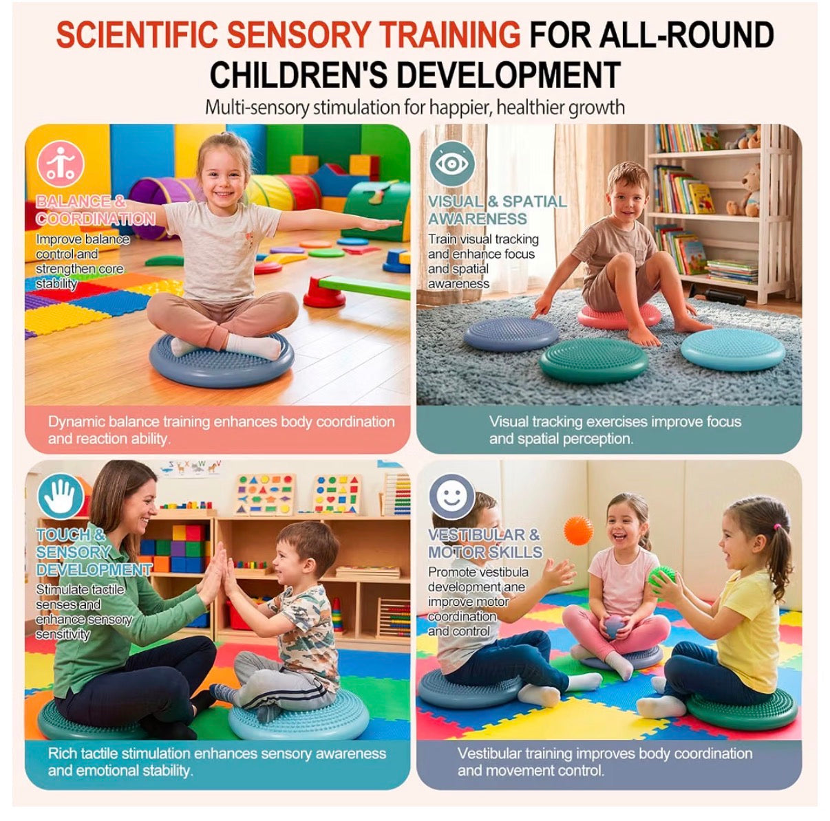 Wiggle Seat Inflated Wobble Cushion for Sensory Kid 13 Inch Balance Disc Kids Flexible Seating Exercise Sensory Pad Chair Cushion for Classroom Office School (Morandi) (New in Box)