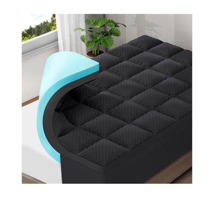 Olanly 4 Inch Dual-Layer Mattress Topper, Gel Memory Foam 2 Inch Gel Memory Foam Base and 2 Inch Cooling Pillow Top Mattress Cover, Deep Pockets Fits Mattresses Up to 21 Inch Full (Black) (New in Box)