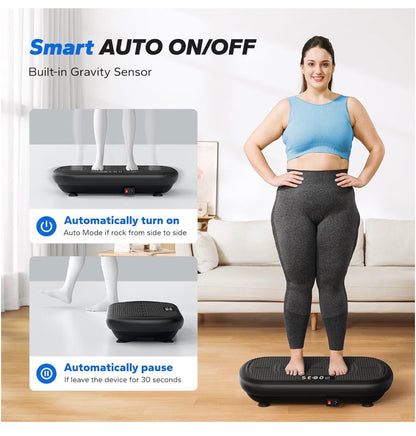 Merach CV40 Curved Vibration Plate Exercise Machine with 440lbs Capacity 200W Powerful Motor, 13mm Amplitude, Shake Plate for Lymphatic Drainage, Bluetooth, Silicone Pedal, Resistance Band, Home Gym (Black) (New in Box)