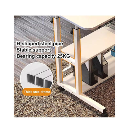 Portable Desk, Adjustable Rolling Desk, Rolling Computer Desk, Desk with Wheels, Height Adjustable Table with Storage, Movable Sofa Side Table, for Small Spaces (Black) (New in Box)