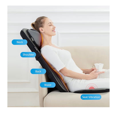 Snailax Shiatsu Neck & Back Massager with Heat, Full Back Kneading Shiatsu or Rolling Massage, Massage Chair Pad with Height Adjustment, Back Massager for Neck and Shoulder (New in Box)
