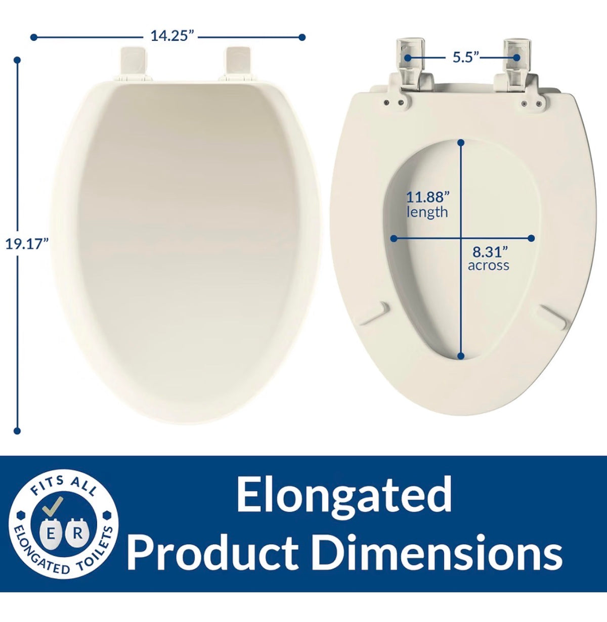 Mayfair Cameron Biscuit Toilet Seat, Non-Slip Heavy Duty Wood, Easy Clean Made in USA Elongated (New in Package)