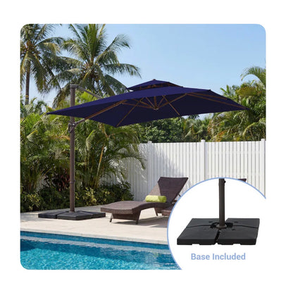 11 Ft. Aluminum Crank Cantilever patio Umbrella with Base (Navy) (New)