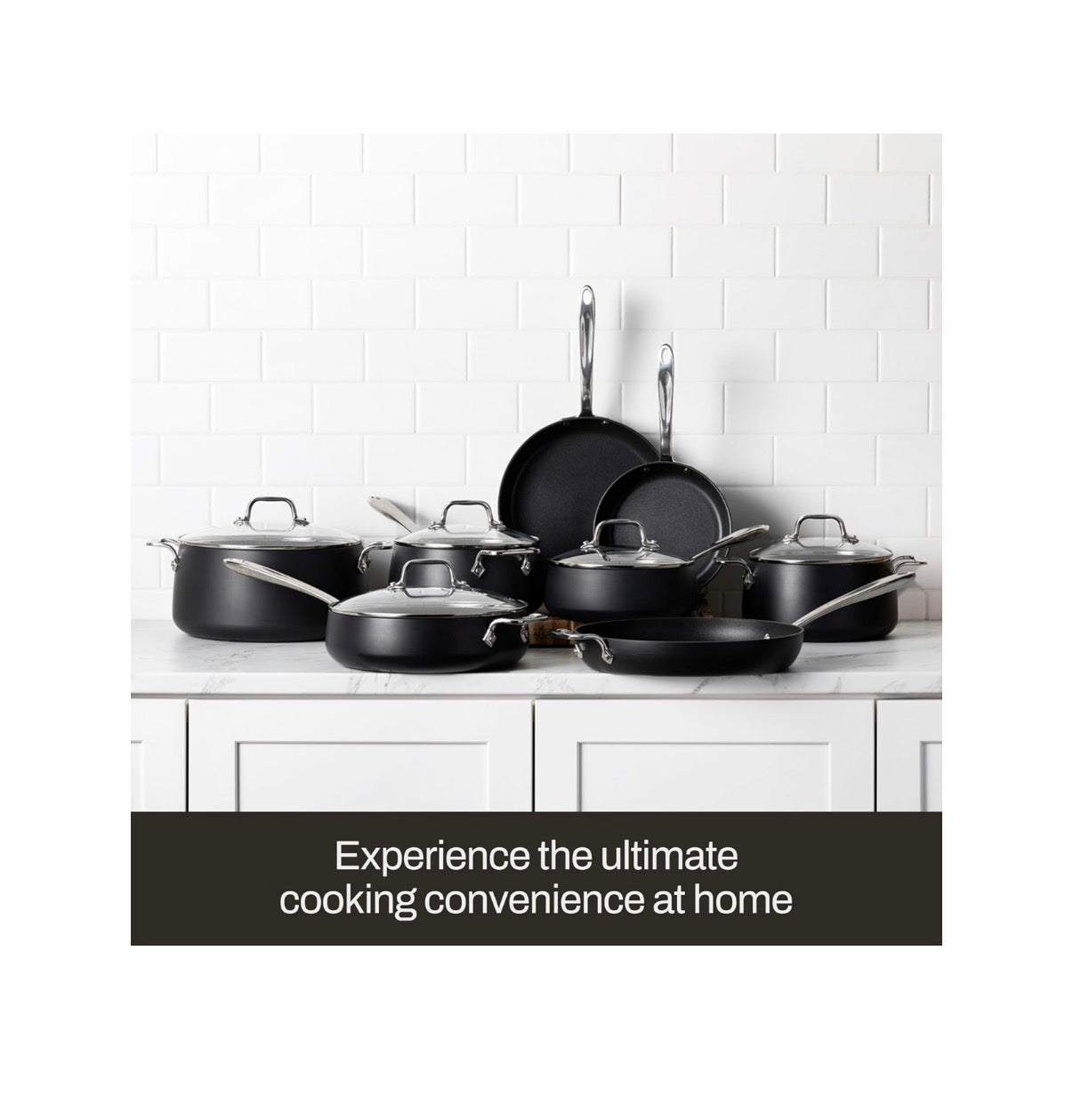 All Clad Hard Anodized Expert Nonstick Cookware Set, 7 Piece Pots and Pans Set, Induction, Ovensafe, Includes Frying Pans, Saucepan, Sauté Pan, Stockpot, Professional Cookware (Black) (New in Box)