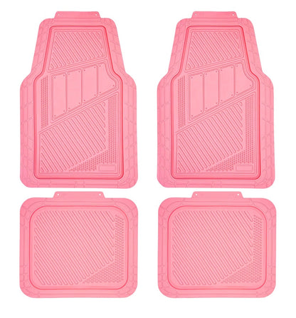 Car Pass Heavy Duty Rubber Floor Mats 4 Piece, Pink Car Mats Full Sets Anti-Slip, Waterproof Universal Trim to Fit for Car SUV Truck, Durable All Weather Automotive Car mats (Pink) (New in Box)