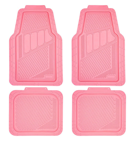 Car Pass Heavy Duty Rubber Floor Mats 4 Piece, Pink Car Mats Full Sets Anti-Slip, Waterproof Universal Trim to Fit for Car SUV Truck, Durable All Weather Automotive Car mats (Pink) (New in Box)