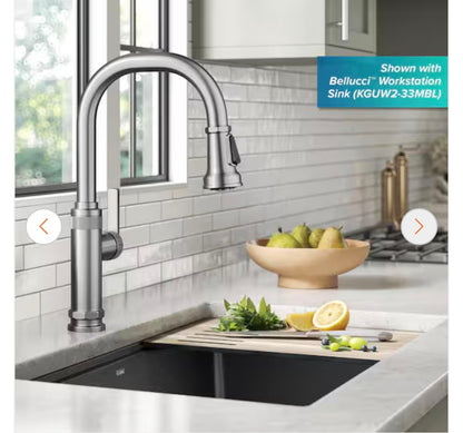 Kraus Allyn Industrial Pull Down Single Handle Kitchen Faucet in Spot Free Stainless Steel