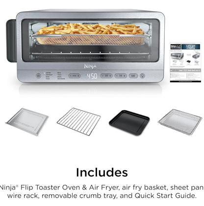 Ninja Flip Toaster Oven & Air Fryer, 8-in-1 Stainless Steel, SP151 Air Frye, Bake, Broil, Toast, Bagel, Dehydrate, Reheat, 1800W, Flip Up & Away, XL Capacity (New In Box)