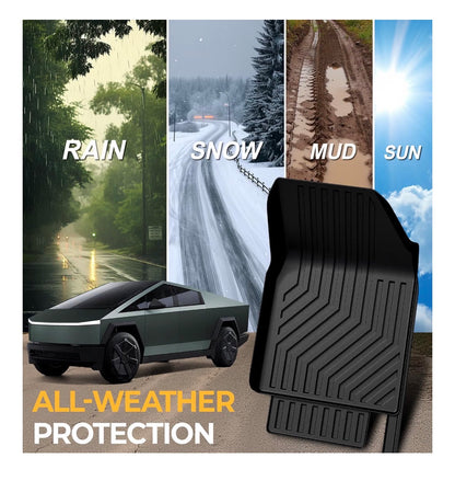 Floor Mats for 2023-2026 Tesla Cybertruck Accessories Full Coverage Set with Cargo Liner, Odorless & Durable, All Weather Protection, 3D Laser Fit, Easy to Spray Clean (Black) (New in Box)