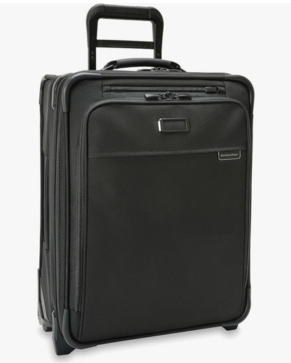 Briggs & Riley Global 2 Wheel Expandable Carry On-Luggage for International Travel, Suitcase with Wheels, Soft side Rolling Bag for Men & Women, Self-Repairing Zipper Baseline Collection (Black) (New in Box)