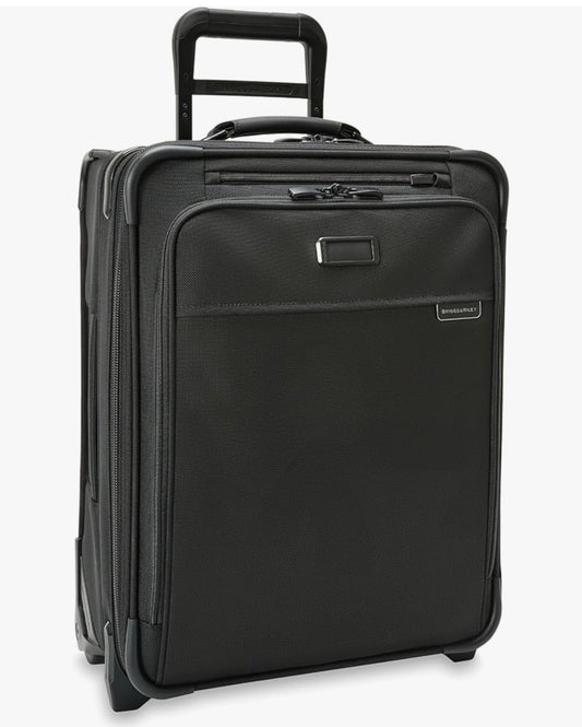 Briggs & Riley Global 2 Wheel Expandable Carry On-Luggage for International Travel, Suitcase with Wheels, Soft side Rolling Bag for Men & Women, Self-Repairing Zipper Baseline Collection (Black) (New in Box)