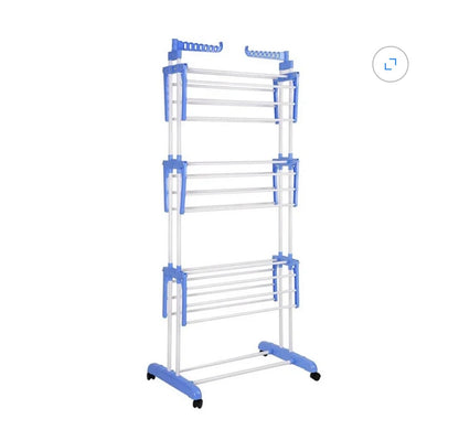 Clothes Drying Rack, 4 Tier Foldable Drying Rack for Clothes, Portable Laundry Rack with Wheels Indoor/Outdoor Freestanding (Gray) (New in Box)