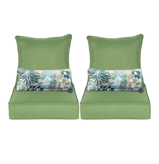 Aoodor Outdoor Chair Cushion 23 Inch X 25.5 Inch Water Resistant, Fade-Resistant Olefin Fabric Patio Seat Cushions with Removable Cover and Adjustable Straps for Outdoor Furniture, Set of 2 In Green