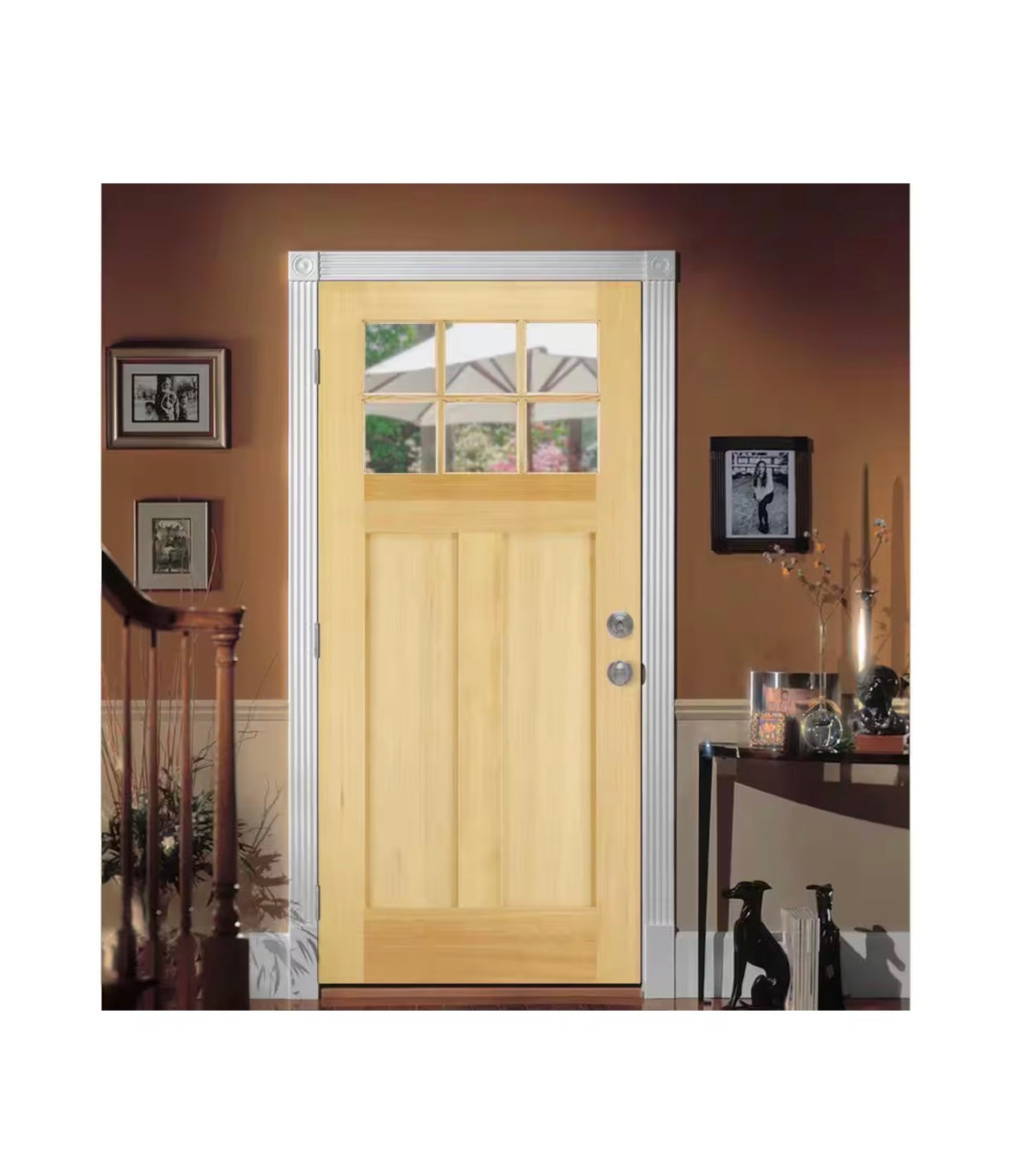 30 Inch x 80 Inch 6 Lite Unfinished Wood Front Door (New)