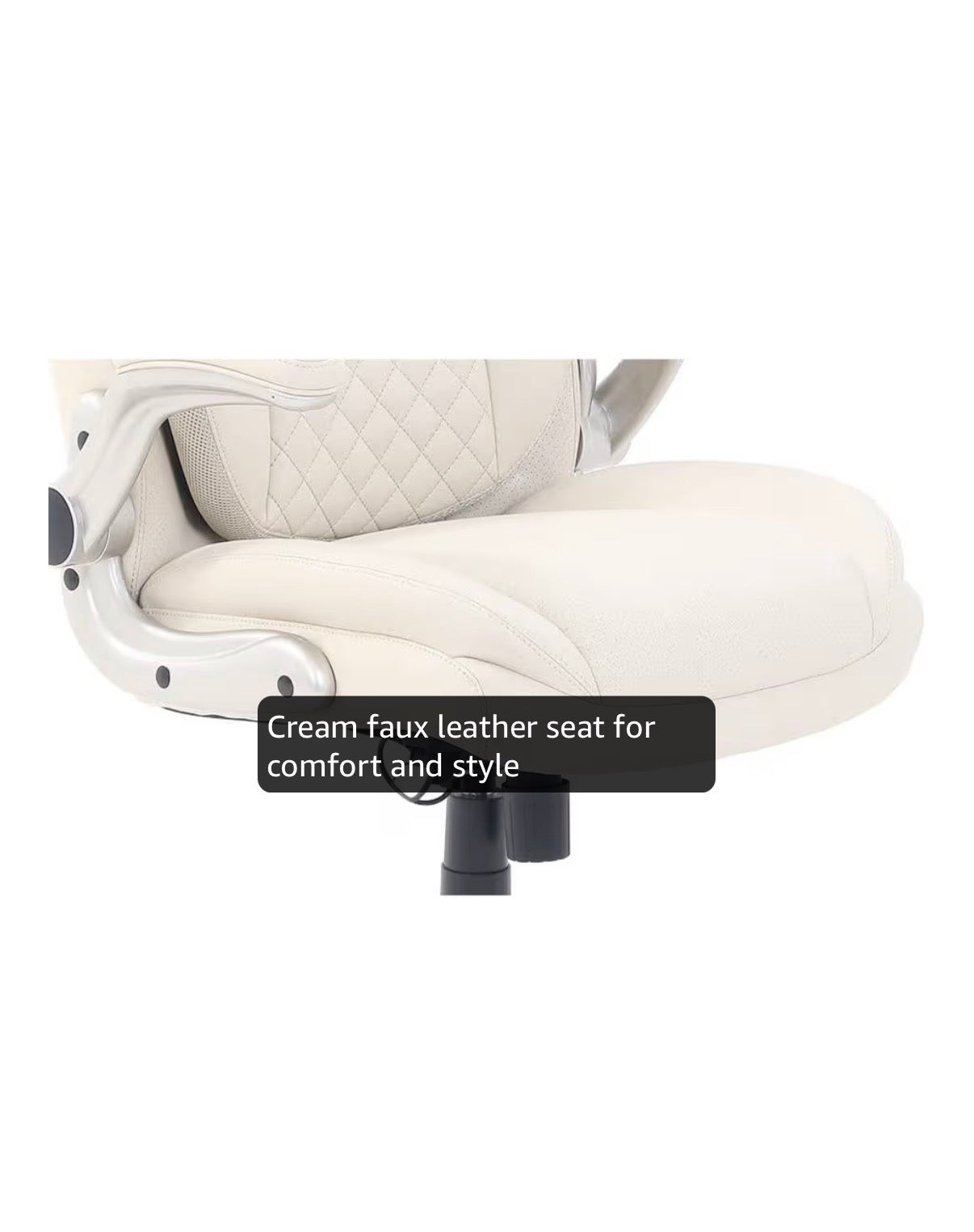 Amazon Basics Ergonomic Executive Office Desk Chair with Lumbar Support, Flip-Up Armrests, Adjustable Height (Cream Leather) (New in Box)