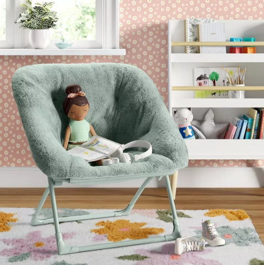 (New) Folding Dish Kids' Chair Dark Green - Pillowfort
