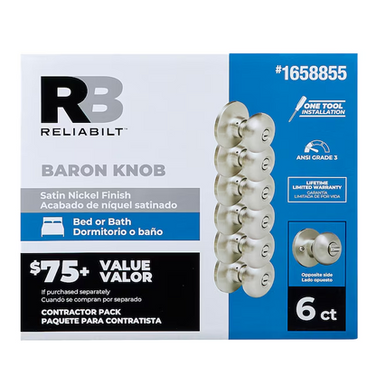 Reliabilt Baron Bed/Bath Knobs 6 Pack