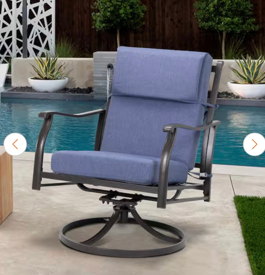 21.6 Inch X 24.2 Inch Outdoor High Back Chair Cushion with Adjustable Buckles and Ties In Dark Blue (4 Pack)