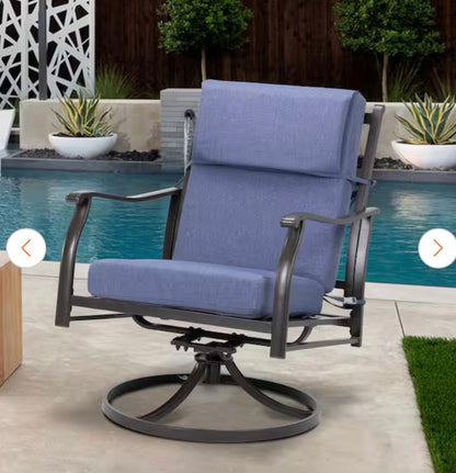 21.6 Inch X 24.2 Inch Outdoor High Back Chair Cushion with Adjustable Buckles and Ties In Dark Blue (4 Pack)
