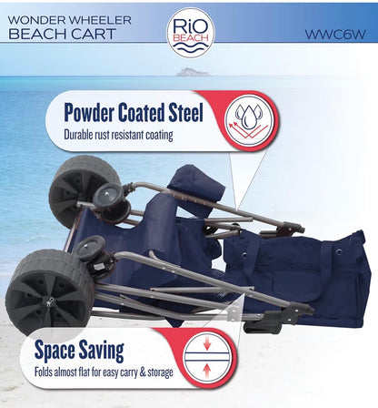 Rio Beach Wonder Wheeler Deluxe Beach, Lawn and Utility Foldable Cart