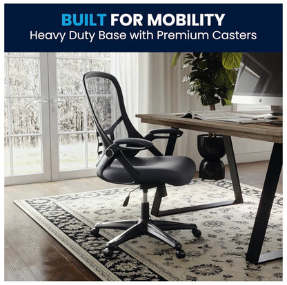 Flash Furniture High Back Mesh Executive Office Chair, Flip Up Arms, 360 Degree Swivel, Height Adjustable, Commercial Grade (Dark Gray) (New in Box)