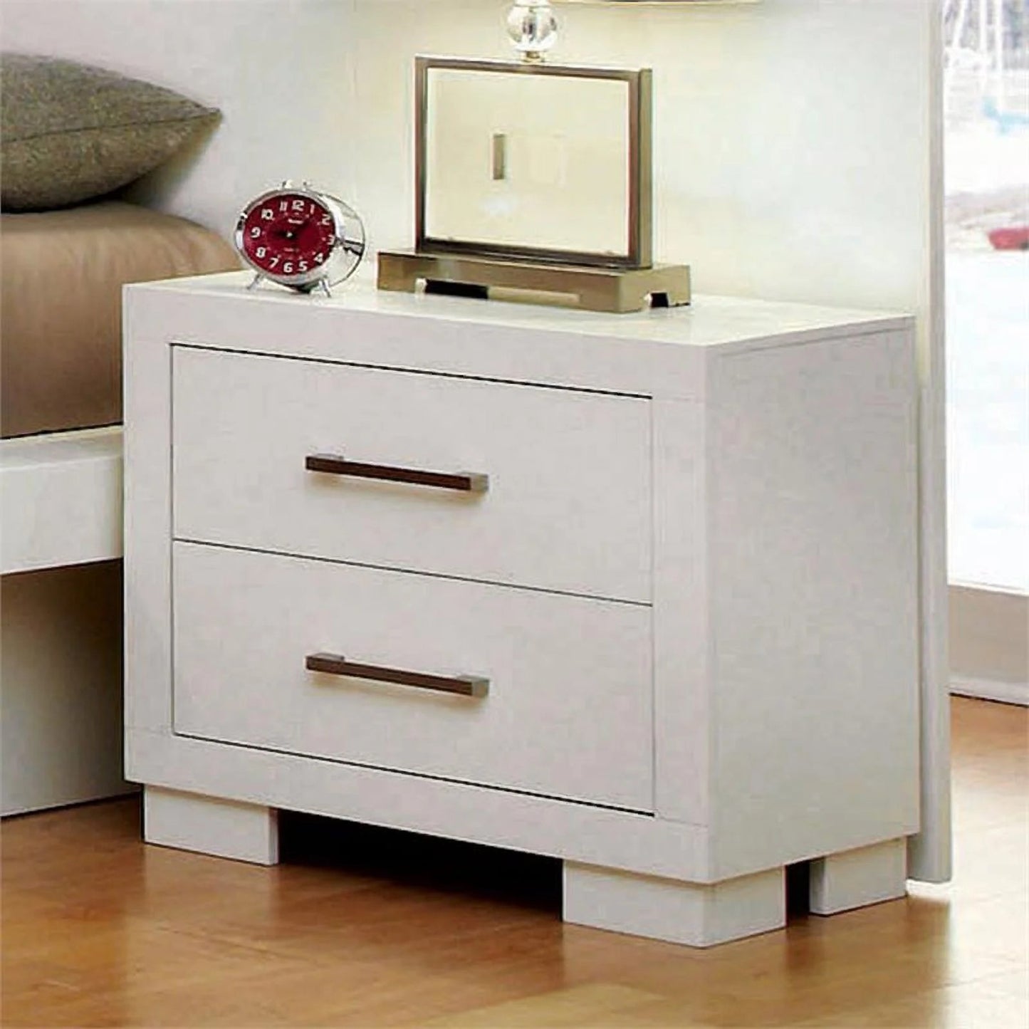 2 Drawer Contemporary Nightstand in White