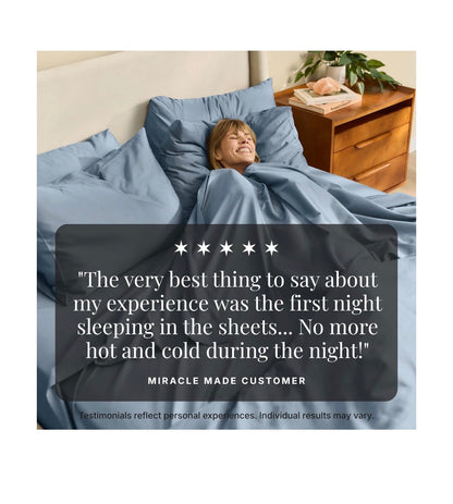 Miracle Made Breathable Cotton Bed Sheets, 4 Piece Set Silver Treated, Soft and Cool to the Touch Lightweight Bedding Designed for Hot Sleepers King Size (Slate Blue) (New in Box)