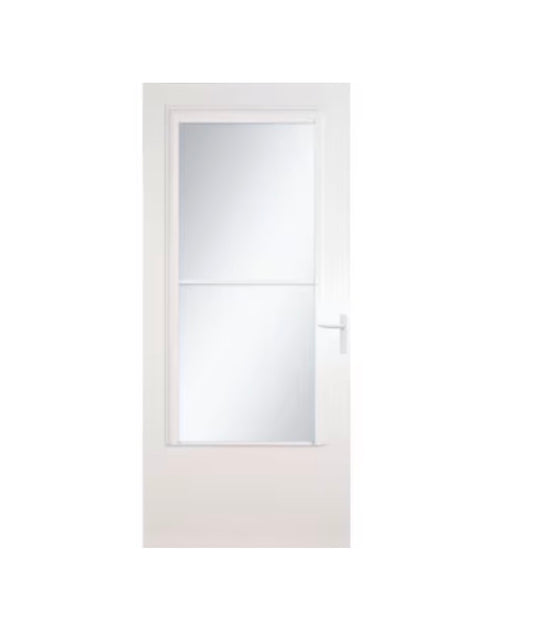LARSON Concord 30 Inch X 81 Inch Wood Core Reversible Hinge Storm Door with Retractable Screen (White) (New in Box)