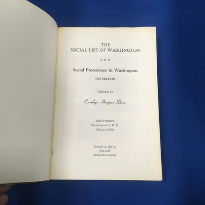 The Social List of Washington, D.C. 1964