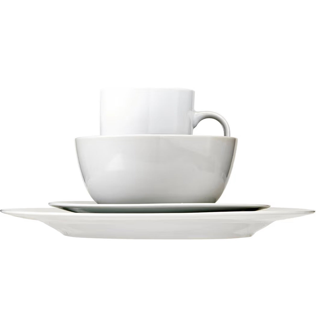 16 Piece Porcelain Dinnerware Set, Microwave and Dishwasher Safe, Service for 4, Plates, Bowls and Mugs (White) (New in Box)