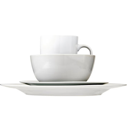 16 Piece Porcelain Dinnerware Set, Microwave and Dishwasher Safe, Service for 4, Plates, Bowls and Mugs (White) (New in Box)