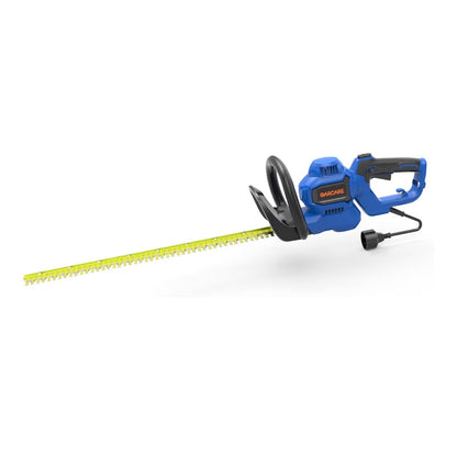 Garcare Electric Hedge Trimmer Corded 4.5 Amp, 24 Inch Dual Action Blades, Rotary Handle, Safety Switches for Hedges, Scrubs, and Branches (Blue/Yellow) (New in Box)